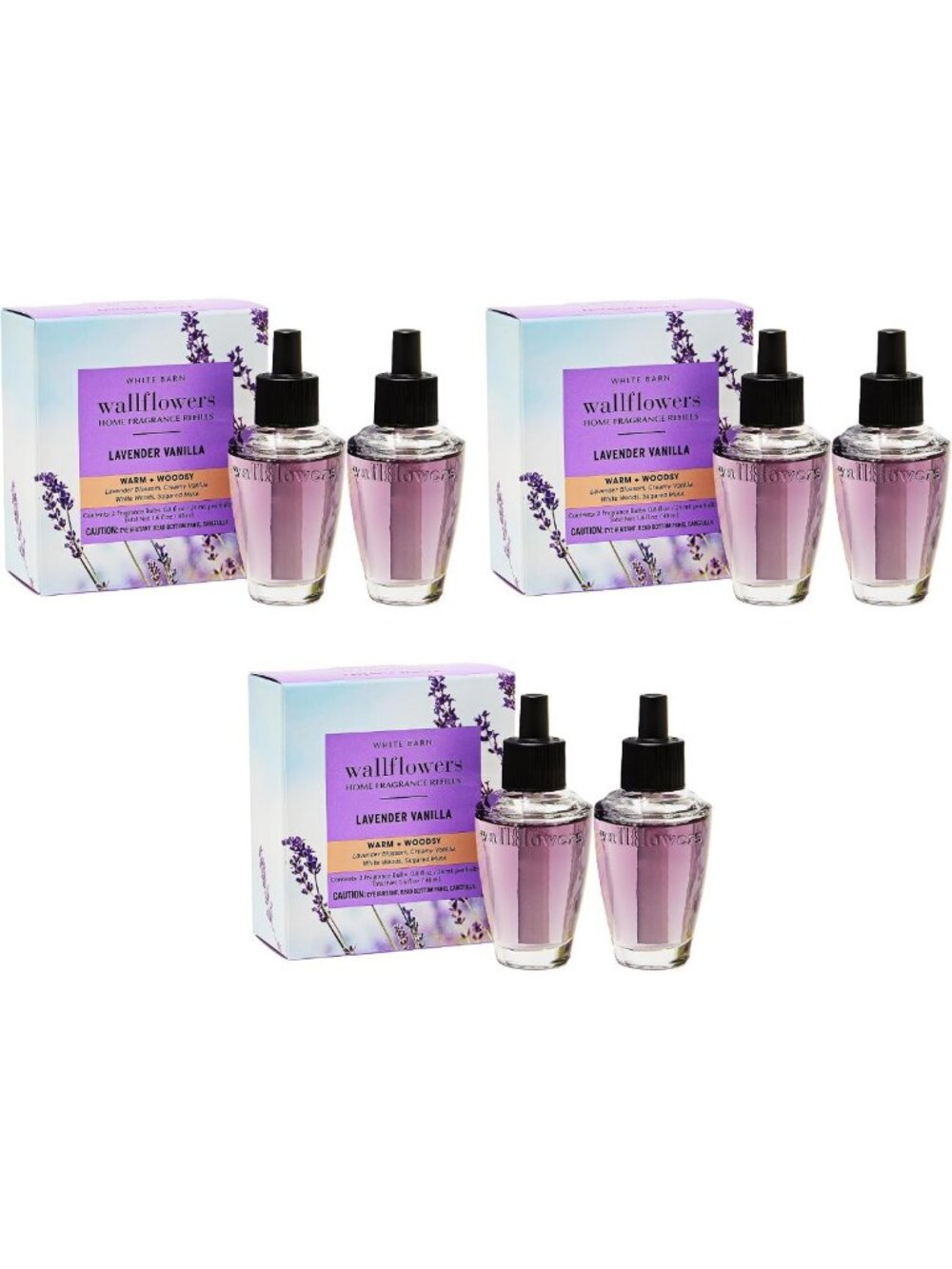 Lavender Vanilla Wallflower Refills - 6 Pack, Long-Lasting Home Fragrance